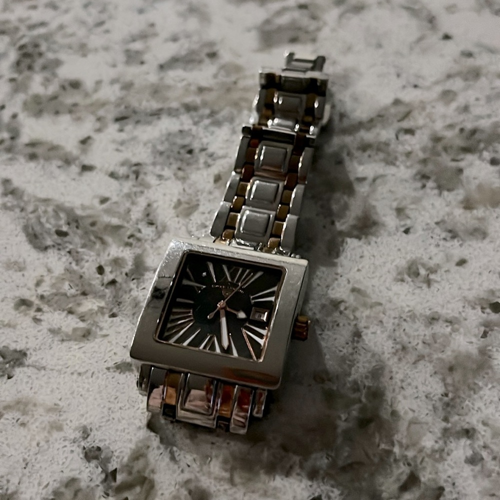 Swiss legend dial watch - silver and rose gold tone